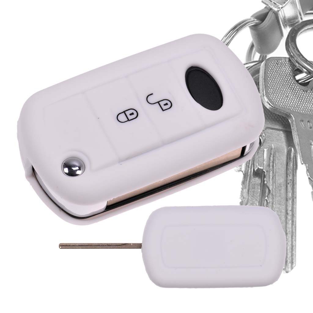 Schlüssel Silikon mt-key III LS für Tasten Land Dicsovery Weiß, Sport Rover Range Autoschlüssel Schutzhülle Schlüsseltasche Softcase Rover 2