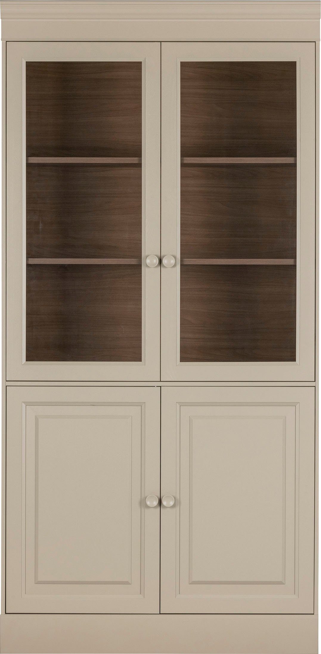 WOOOD Vitrine Chow Kiefernholz mit Glastüren und Sierleisten H 215 x B 105 x T 40 cm Elegante Details, Einfach zu montierbar, Pfleigleicht