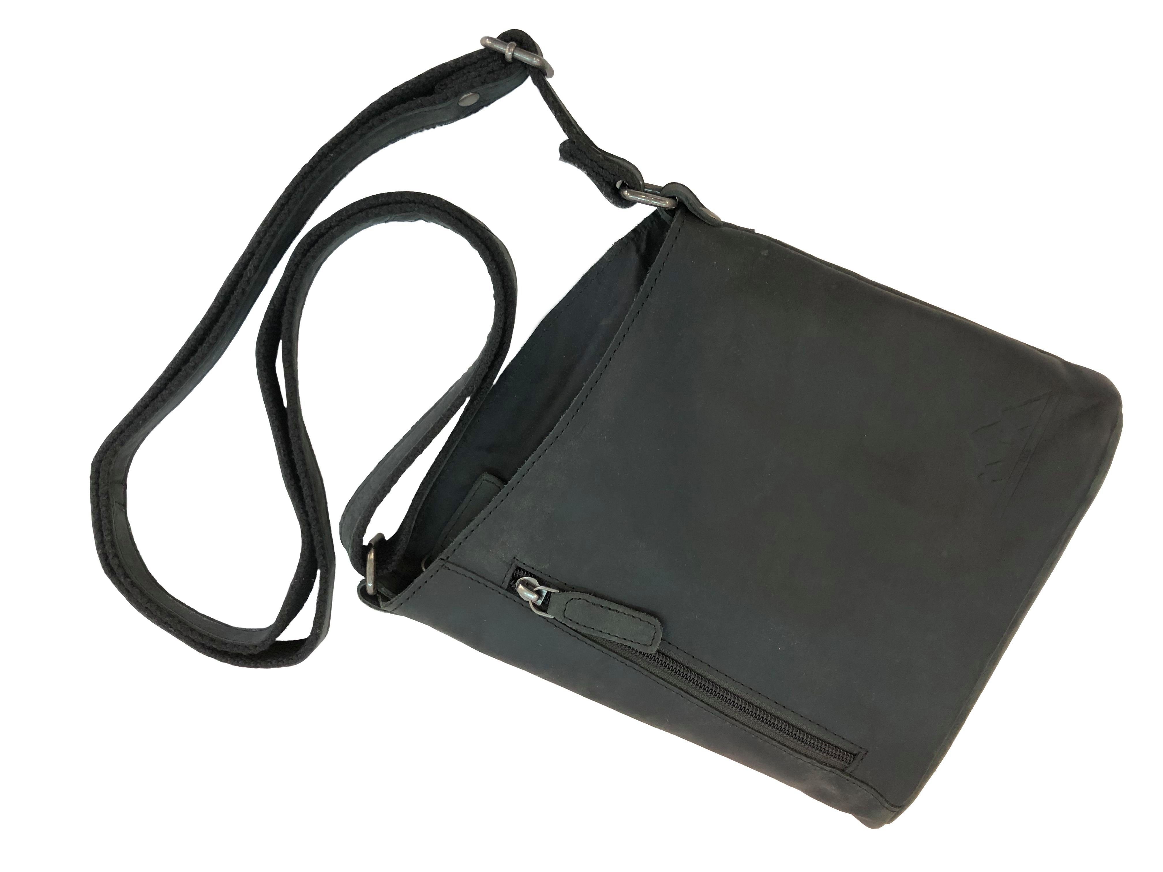 Vintage Ledertasche Handtasche Umhängetasche Bag PAULA, Black Bag Crossbody Bayern
