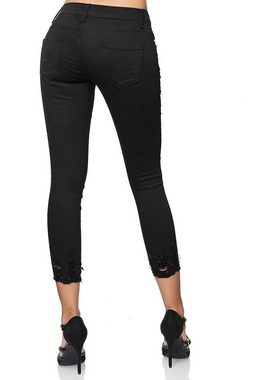 Egomaxx Skinny-fit-Jeans Skinny Denim Jeans Hosen mit Glitzer und cropped Design (1-tlg) 3339 in Schwarz