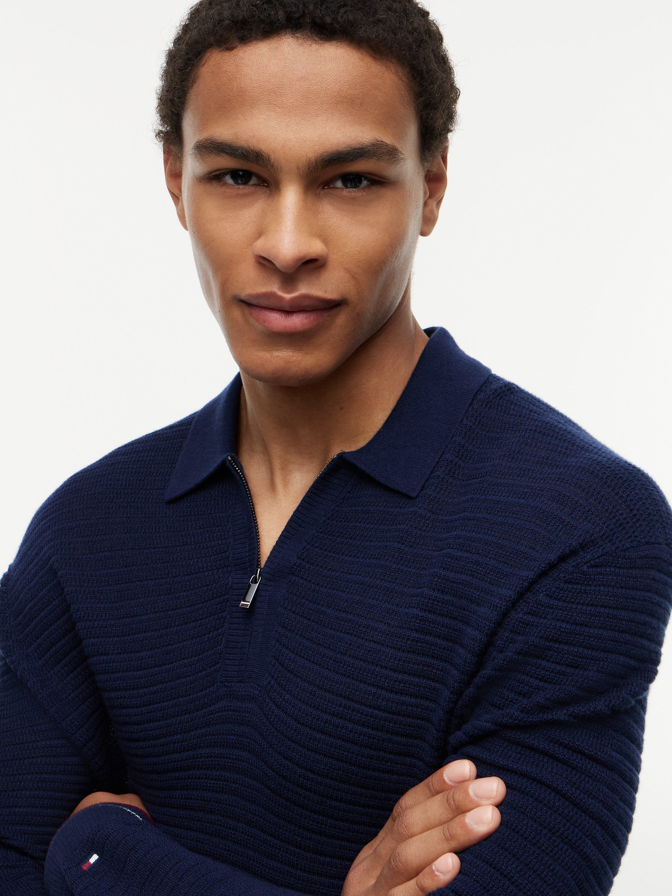 Tommy Hilfiger Polokragenpullover Dress Casual Premium Line Zipper Premium Qualität mit Seide und Kaschmir - soft, atmungsaktiv