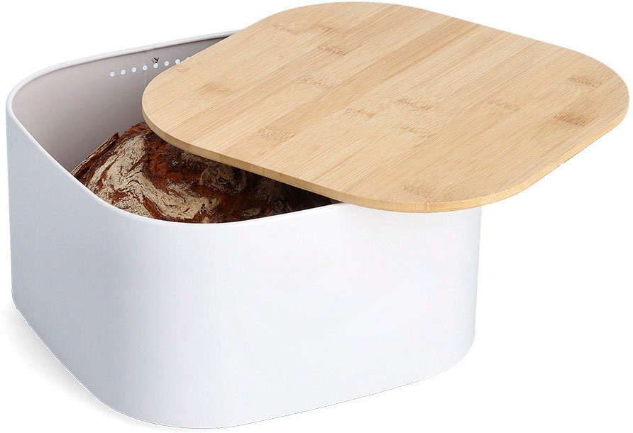 Zeller Present Brotkasten, Stahl, (1-tlg), mit Bambusdeckel