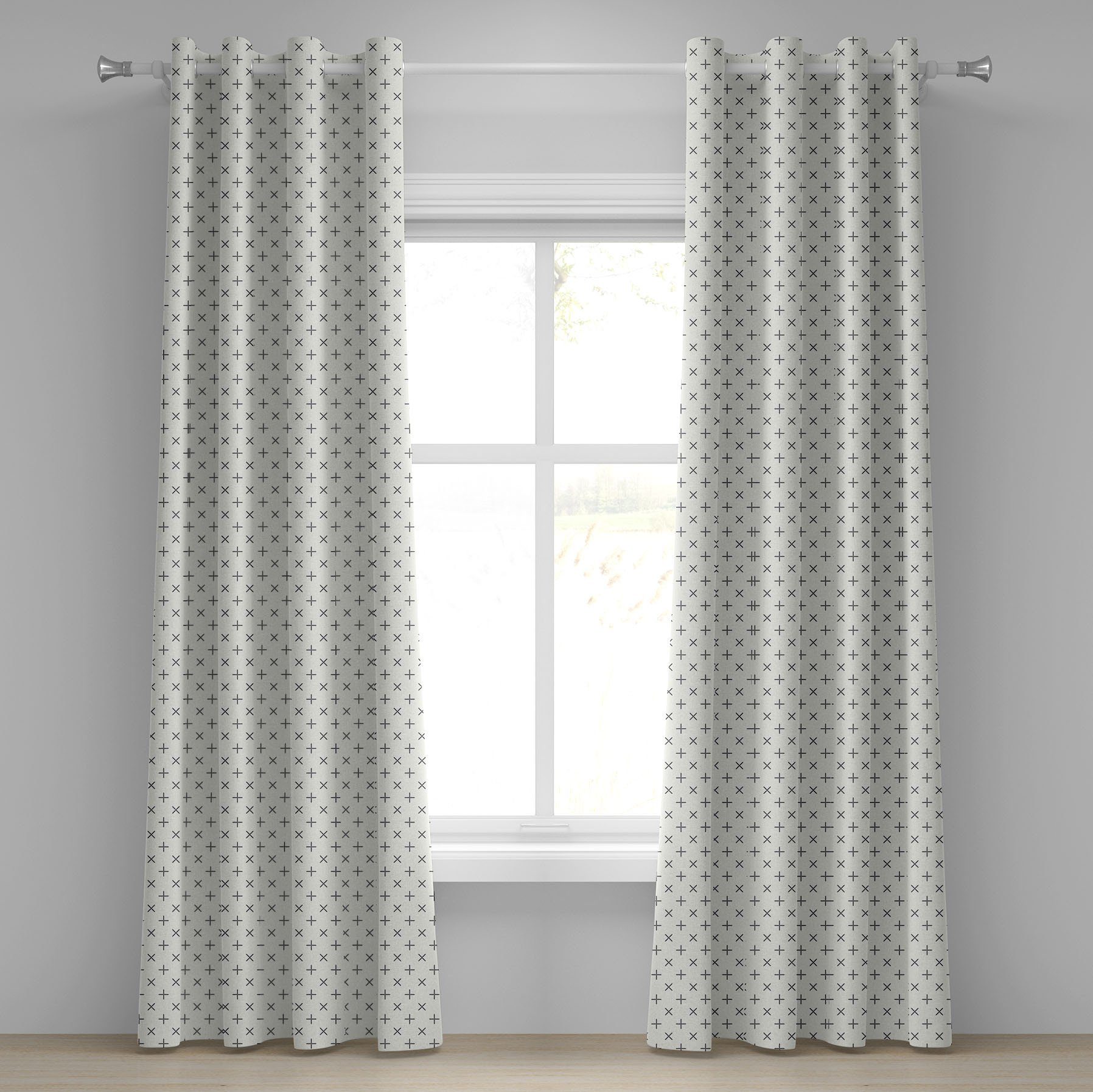 Gardine Geometrisch für Floral Dekorative Pale Abakuhaus, Schlafzimmer Wohnzimmer, 2-Panel-Fenstervorhänge