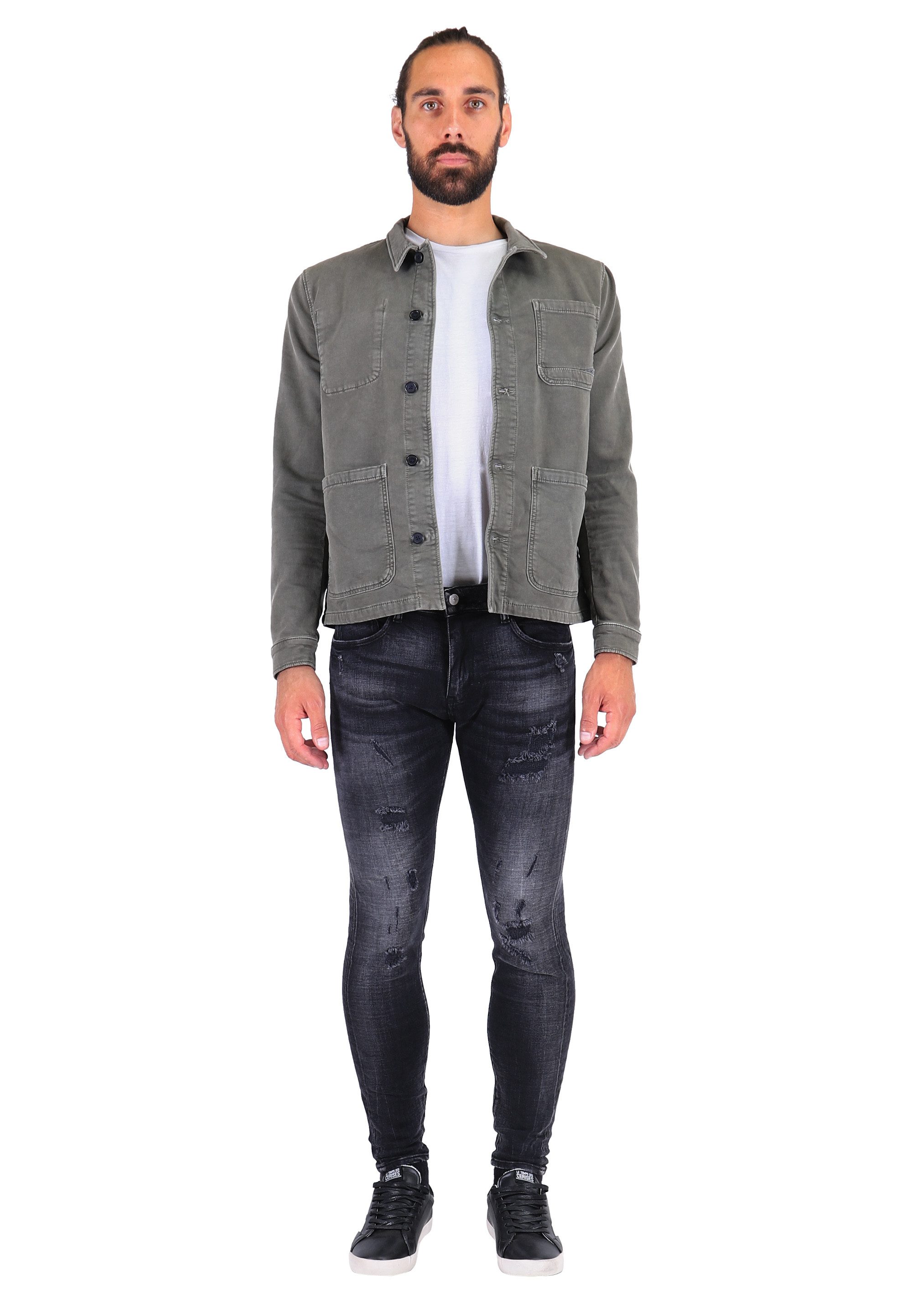 Le Temps Des Cerises Slim-fit-Jeans POWERC in trendigem Used-Look