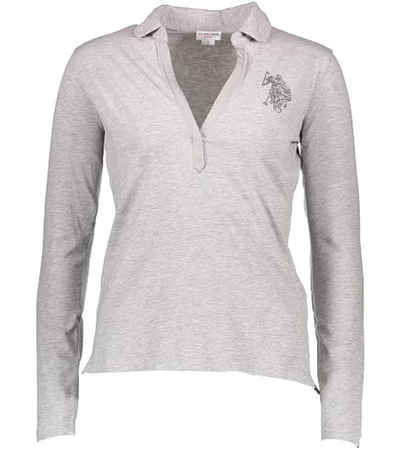 U.S. Polo Assn Poloshirt »U.S. POLO ASSN. Langarm Shirt modisches Damen Polo-Hemd Freizeit-Shirt Grau«