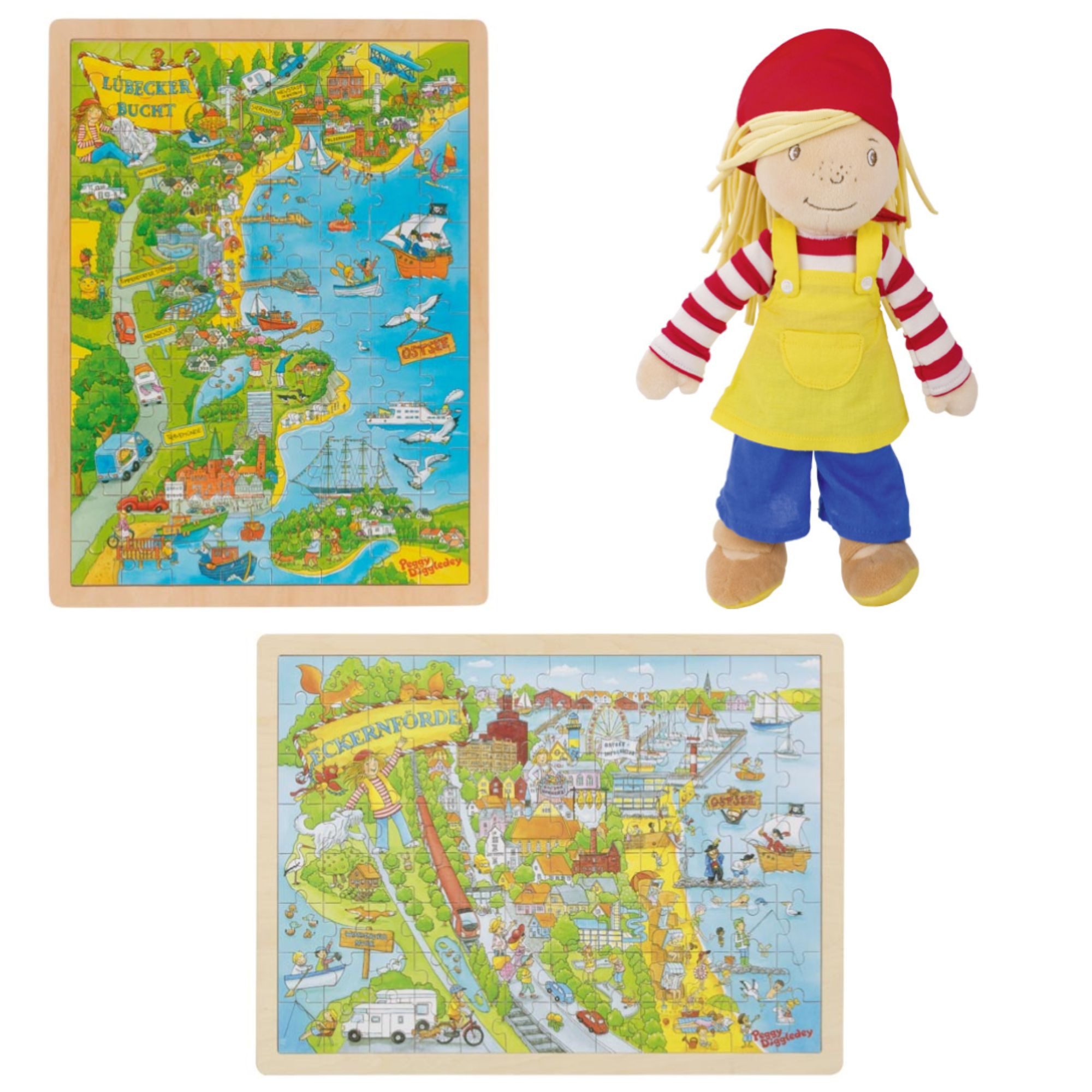 goki Rahmenpuzzle goki - Peggy`s Entdecker-Set - 2 x Puzzle und eine Peggy-Puppe, Puzzleteile