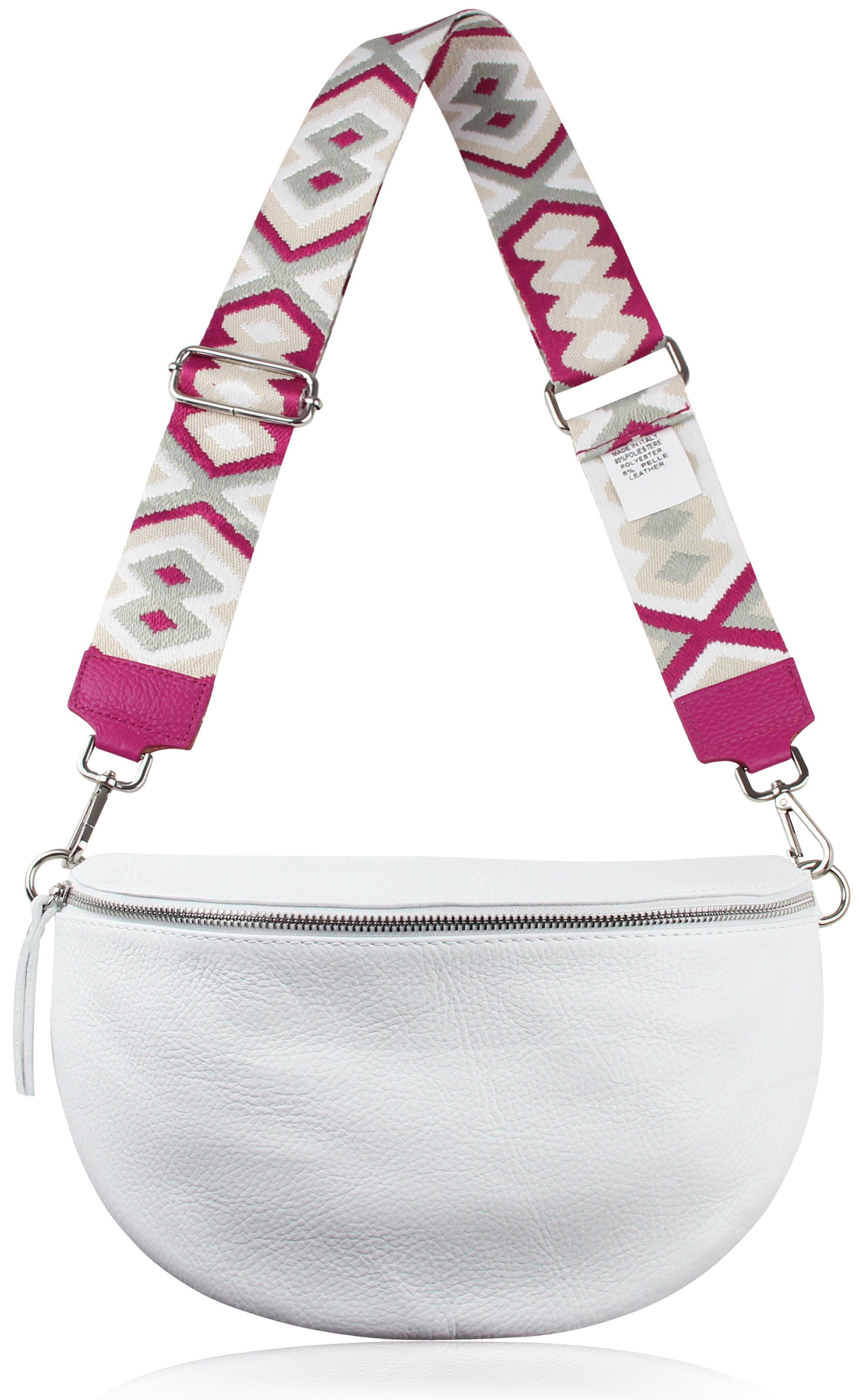 Taschen, IN Gurt, verstellbarer für Frentree breiter Schulterriemen ITALY, MADE 5cm Bunt Pink Muster: Schultergurt