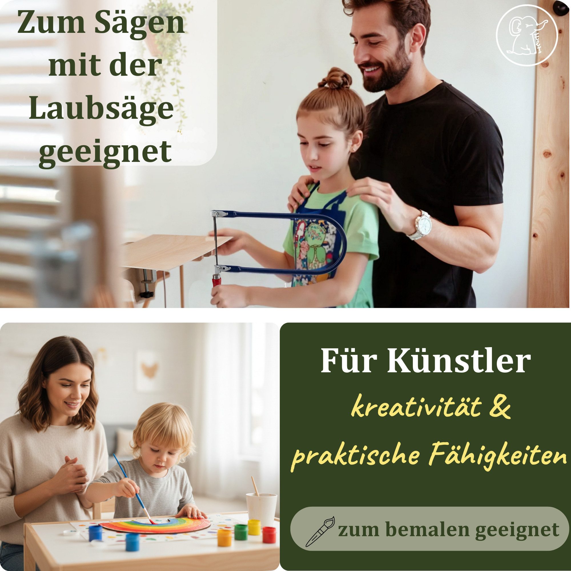 Eli Bastelnaturmaterial 10 Stück Sperrholzplatte 3mm - A4 Sperrholz - LIndenholz- Holzplatte, (Sperrholz - Spanplatte zum Basteln für DIY Holzarbeiten), Laubsägen - Brandmalerei Geschenke für Jungen und Mädchen