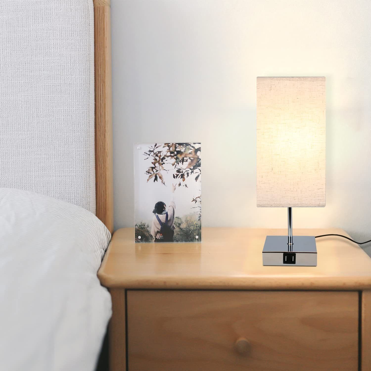 Nettlife Nachttischlampe Touch Dimmbar Stoffschirm E27 günstig online kaufen
