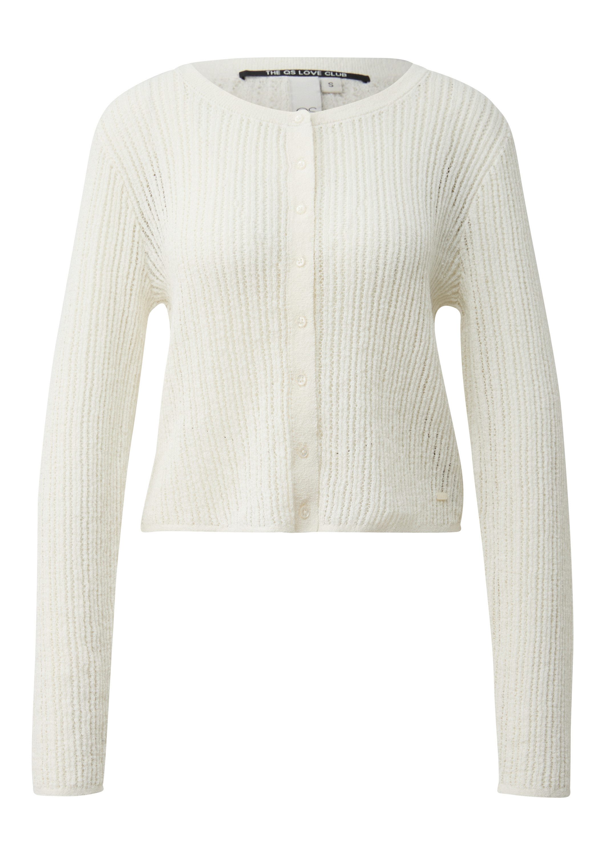 QS Cardigan Strickjacke Strickjacke mit Ajourmuster
