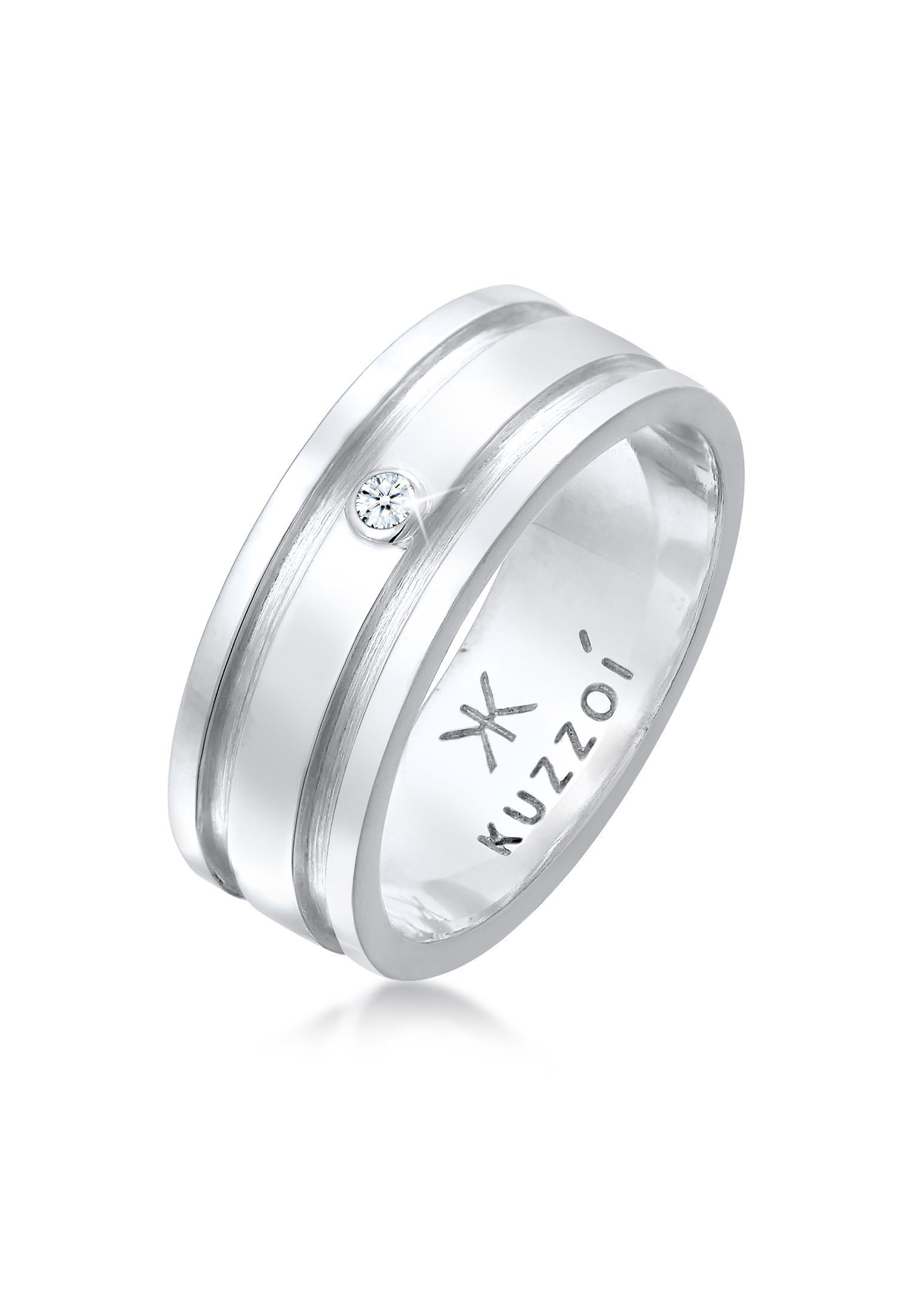 Kuzzoi Silberring Herren Bandring Massiv Diamant 925 Silber