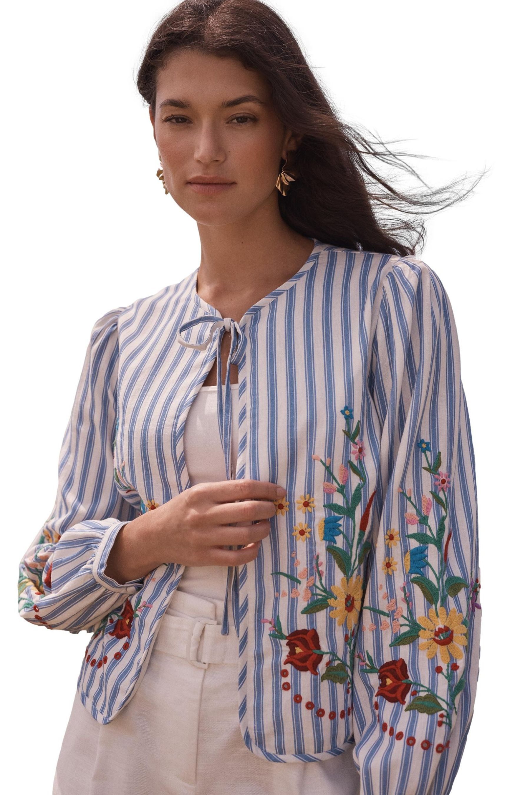 Love & Roses Shirtjacke Love & Roses gestreifte Jacke mit Stickerei (1-tlg)