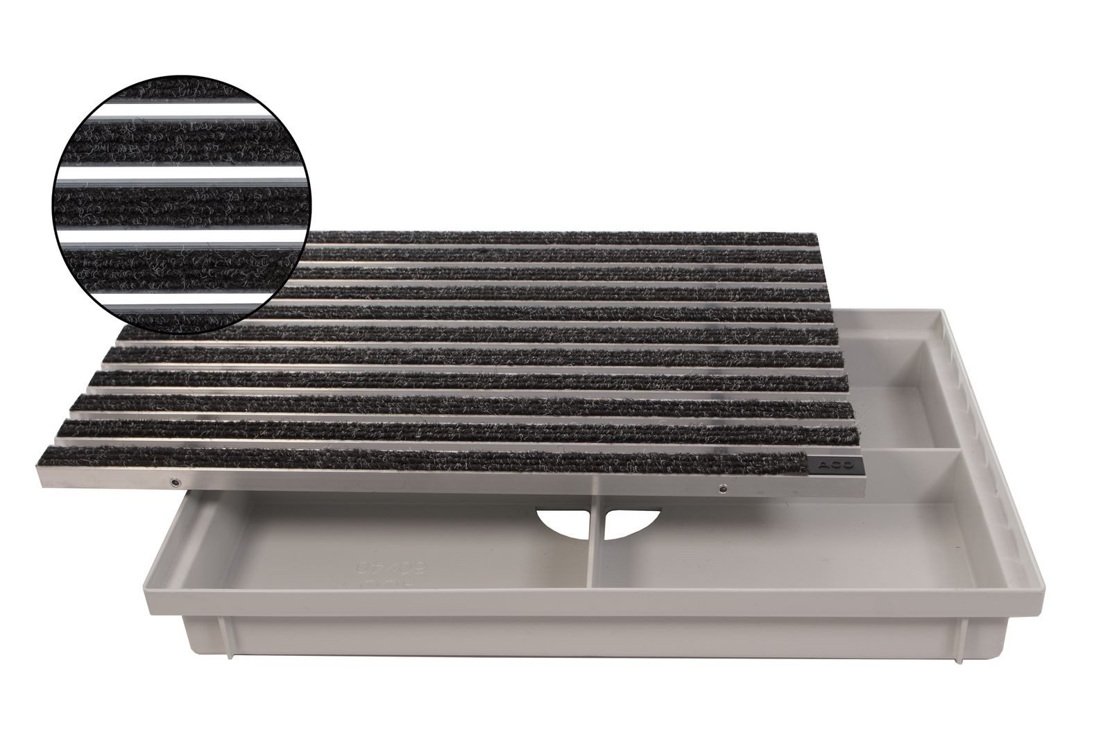 ACO Severin Ahlmann GmbH & Co. KG Fußmatte Eingangsmatte + Bodenwanne Vario Kunststoff, Rips Anthrazit, rechteckig, Höhe: 75 mm, Größe: 600x400mm, geeignet für den Innen- und Außenbereich