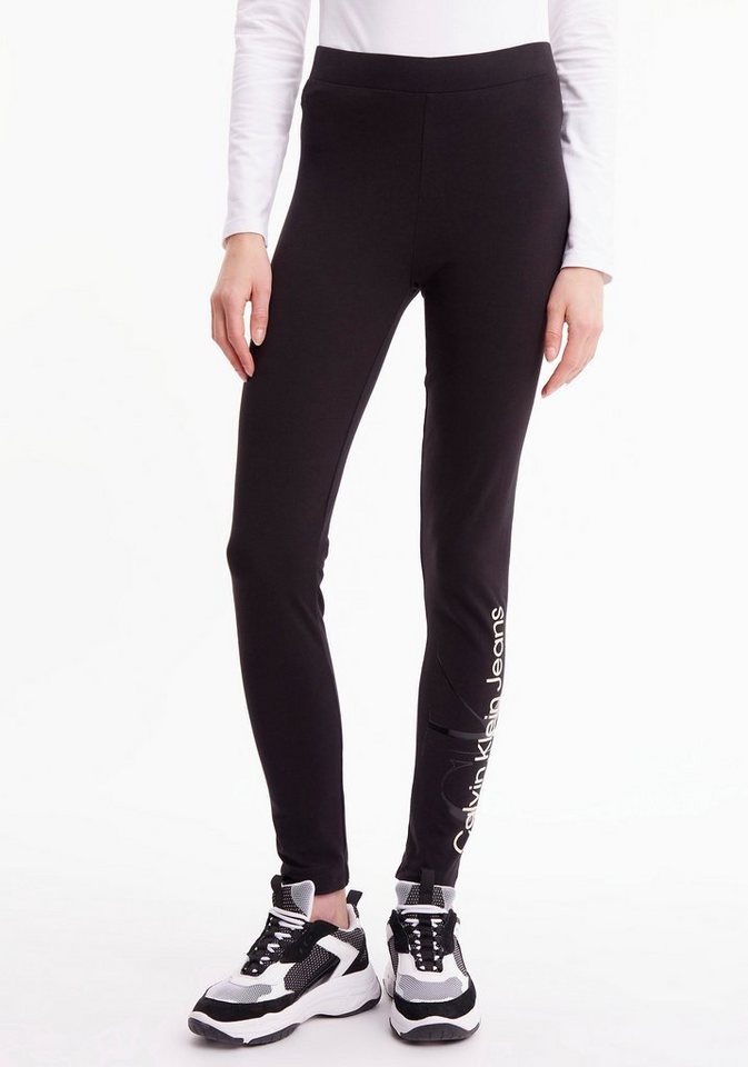 Calvin Klein Jeans Leggings GLOSSY MONOGRAM LEGGINGS mit markantem CK Print und Schriftzug › schwarz  - Onlineshop OTTO