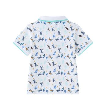 suebidou Poloshirt Jungen Polo Kurzarm Shirt mit Allover Muster Surf Dino dezente Knopfleiste
