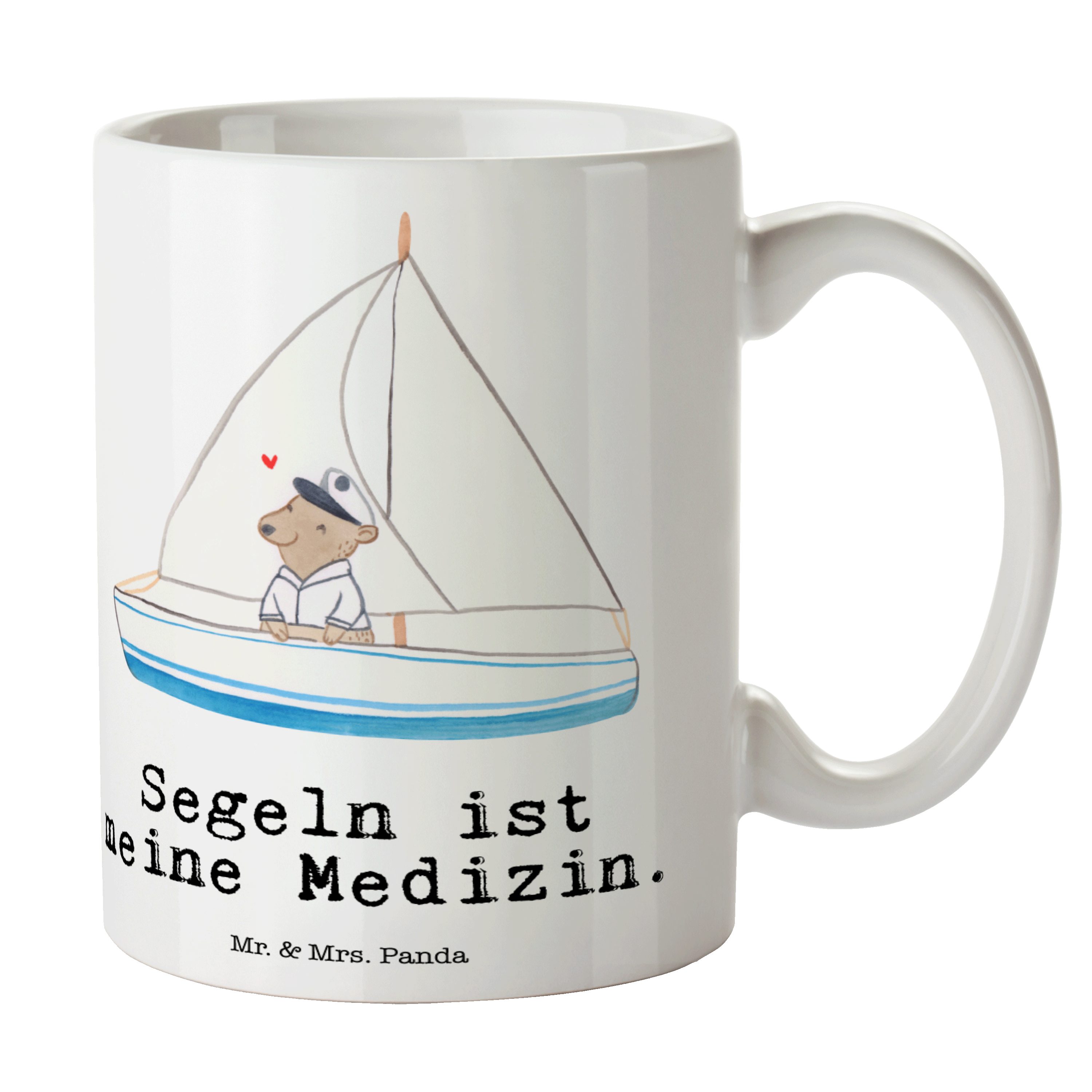 Mr. & Mrs. Panda Tasse Bär Segeln Medizin - Weiß - Geschenk, Kaffeetasse, Becher, Keramiktas, Keramik