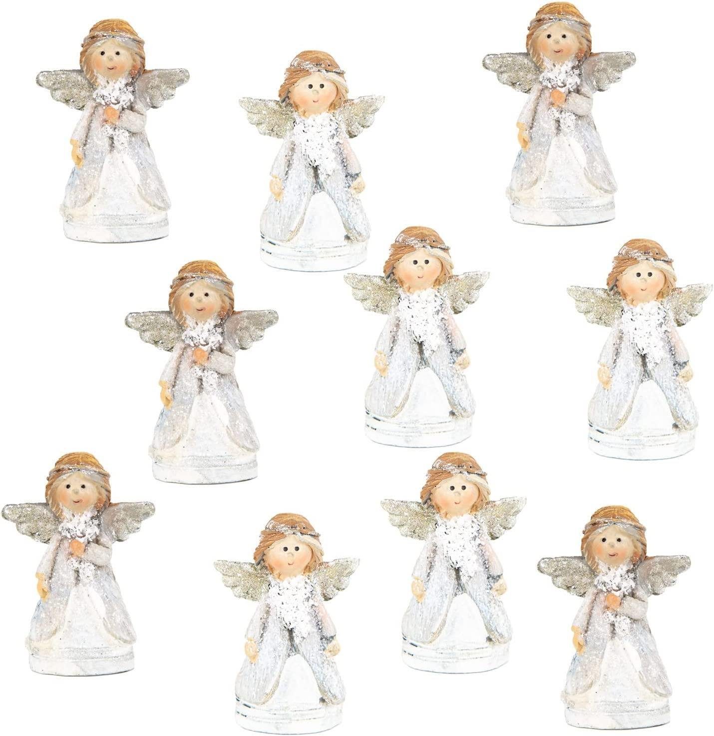 Logbuch-Verlag Weihnachtsfigur 10 Engel Figuren - Schutzengel Glücksbringer 4 cm (10 St) | Dekofiguren