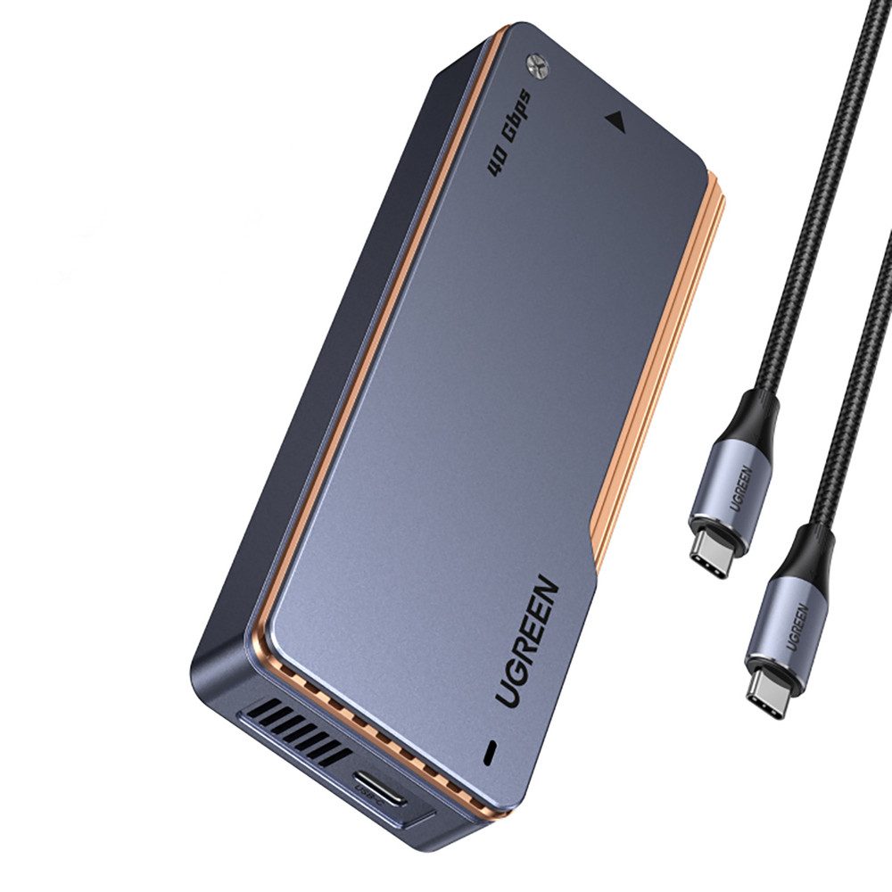 UGREEN Festplatten-Gehäuse SSD-Gehäuse Speichergehäuse Datenspeicher, (Spar-Set, 1 St), USB4 40 Gbit/s, aktive Kühlung, Aluminium, bis 8 TB