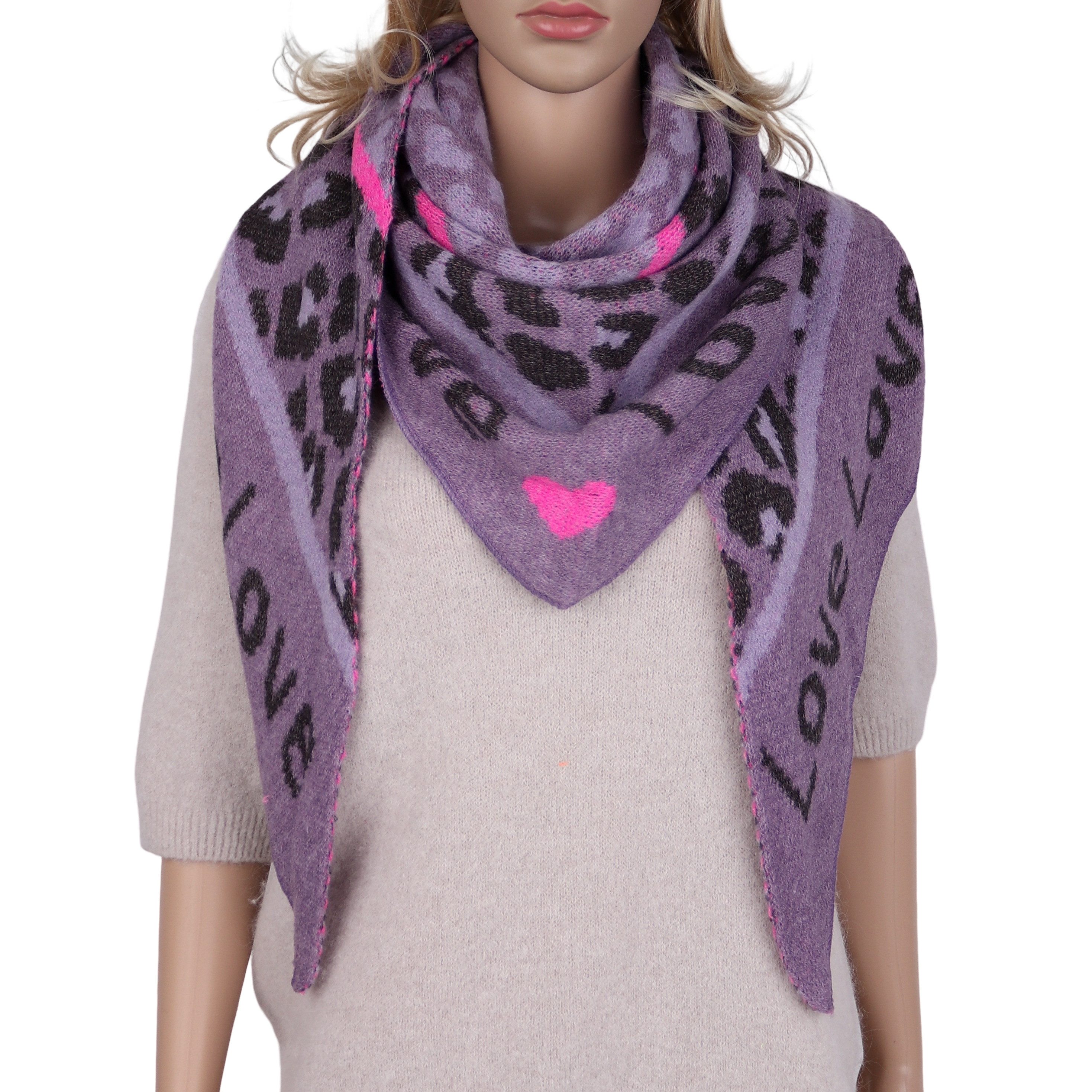 MIRROSI Dreieckstuch kuschliger und warmer Dreiecksschal ca.190x80 cm, (Leo Muster; Neue Kollektion Herbst/Winter 2025), Trendiges LEO-Design, wärmend & weich