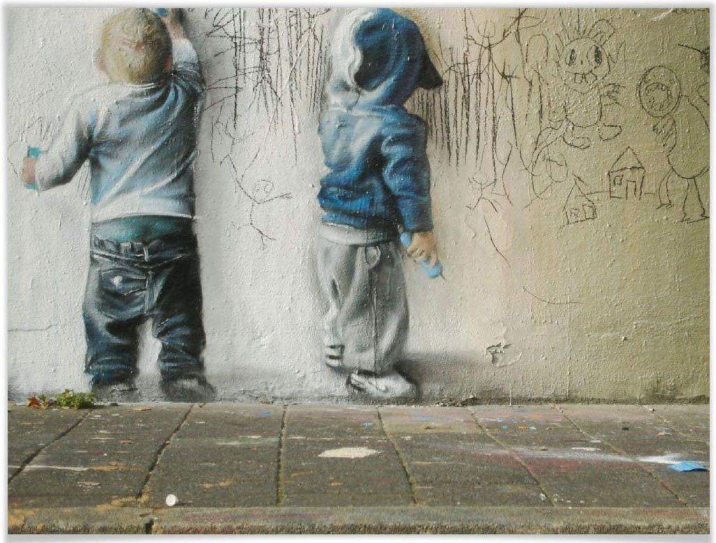 Wall-Art Poster Graffiti Bilder Boys drawing, Menschen (1 St), Poster, Wandbild, Bild, Wandposter