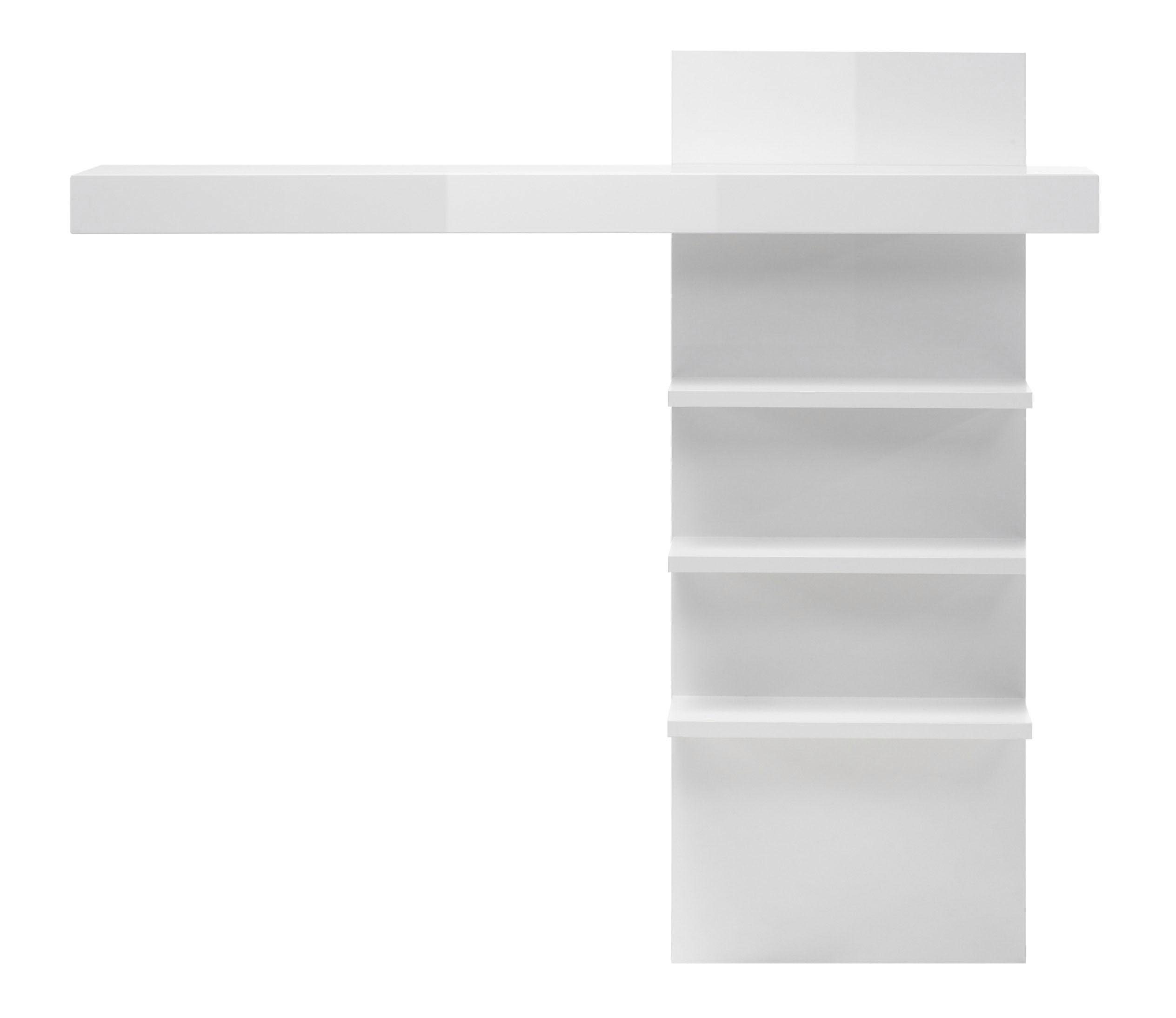 Home affaire Aufsatzregal Carat, modernes Regal, Wandhalter mit Ablagefächern, 137 cm breit, vielseitig einsetzbares Wandboard, in Weiß Hochglanz