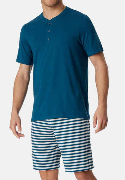 Schiesser Pyjama Casual Nightwear (Set, 2 tlg) Schlafanzug - Baumwolle - Atmungsaktiv - Set aus T-Shirt und Shorts