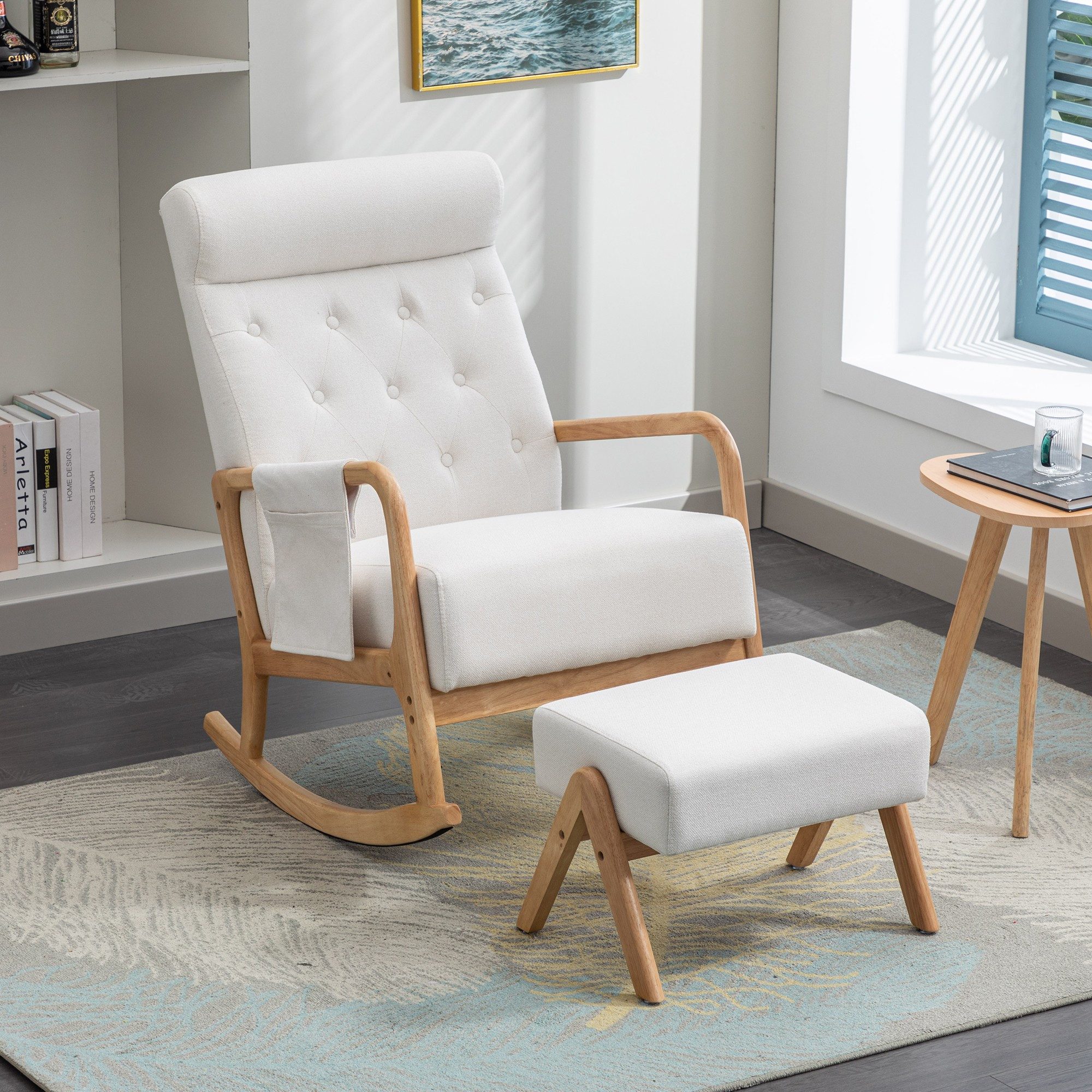 LVHOM Schaukelstuhl Set mit Hocker, Relaxsessel/Schwingsessel/Loungsessel günstig online kaufen