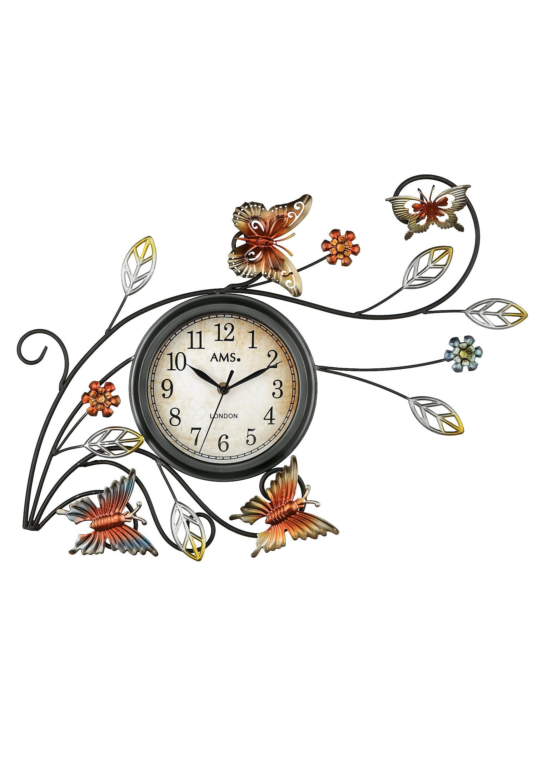 AMS Wanduhr 9446 (Quarz,Metall,antike Zeiger,Wohnzimmer,Esszimmer,Arbeitszi günstig online kaufen