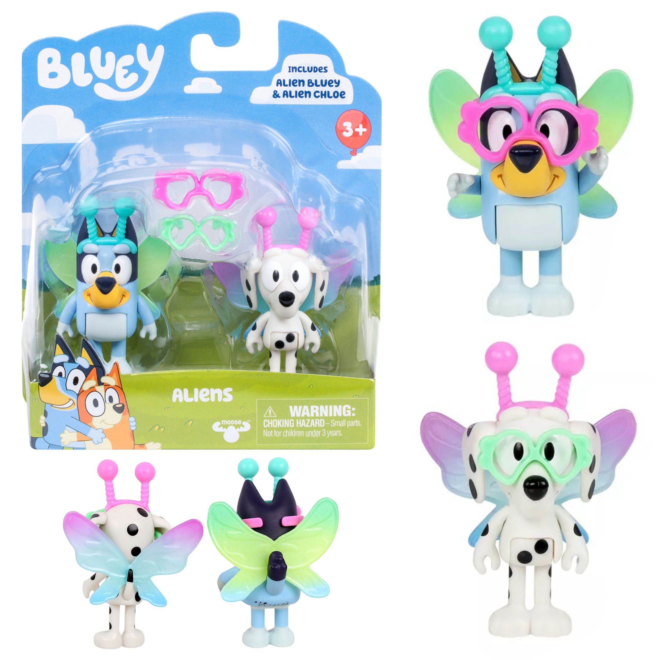 Bluey Spielfigur Bluey Figurensatz, Bluey Chloe Aliens, Kinderfiguren 3+