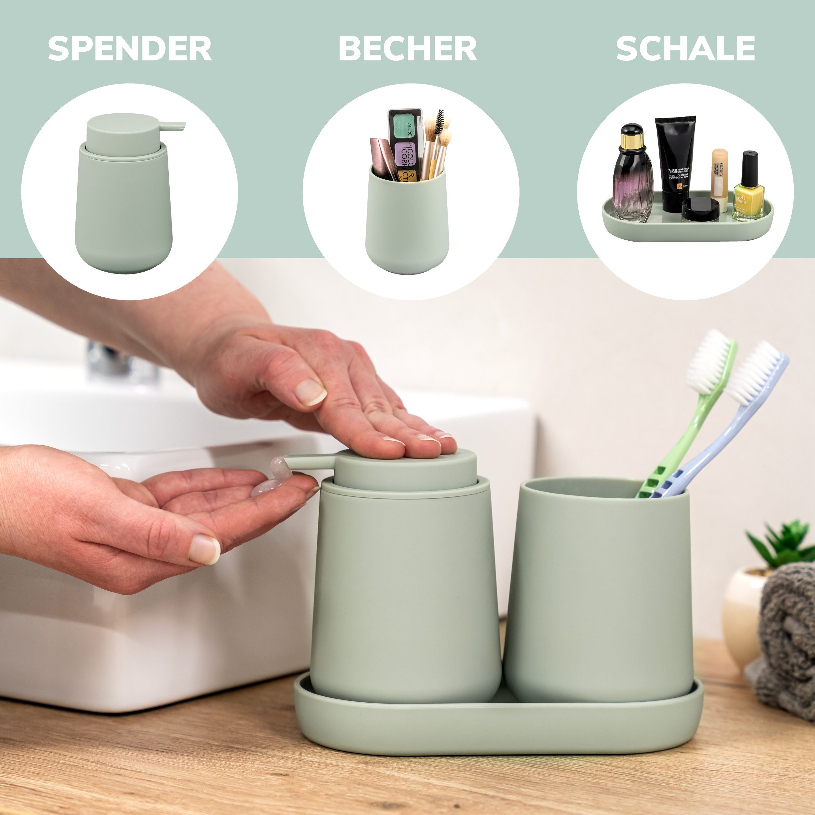 eluno Badaccessoire-Set TESERO 3tlg. Soft-Touch, 3 tlg.