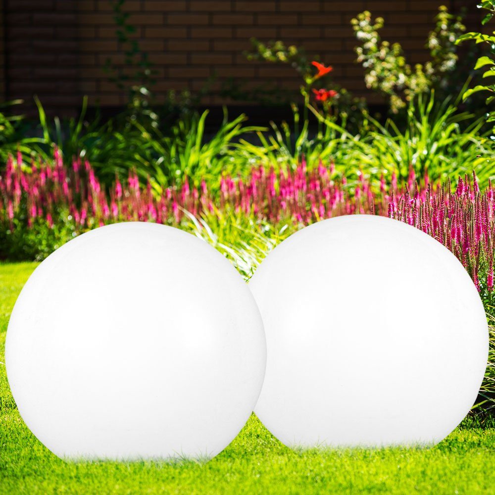 etc-shop LED Gartenleuchte, LED-Leuchtmittel fest verbaut, 3er Set LED Solar Steck Deko Leuchte Kugeln IP44 Lampe weiß 8hrs