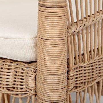 LebensWohnArt Sessel Rattan-Sessel MALAWI Natural inkl. Sitzkissen