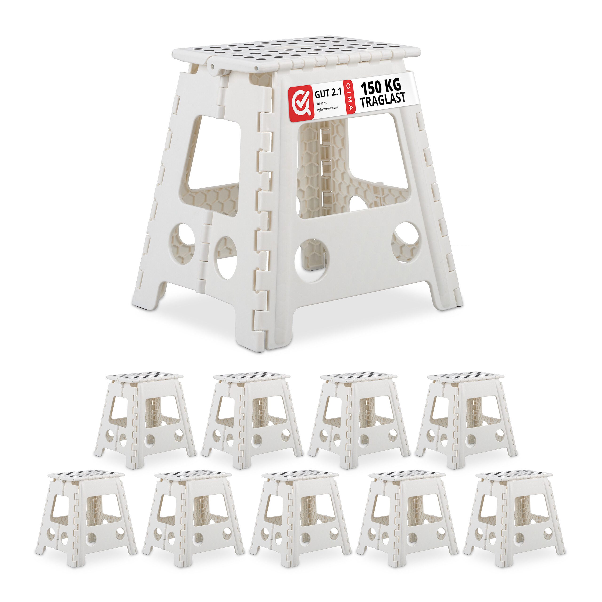 Campinghocker Faltbarer Klapphocker XL weiß 10er Set