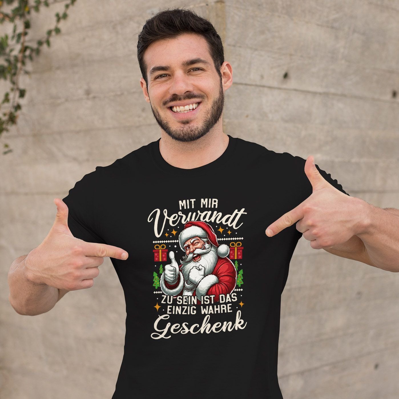 MoonWorks Print-Shirt Herren T-Shirt Weihnachtsmann Spruch Lustig Das einzig wahre Geschenk mit Print