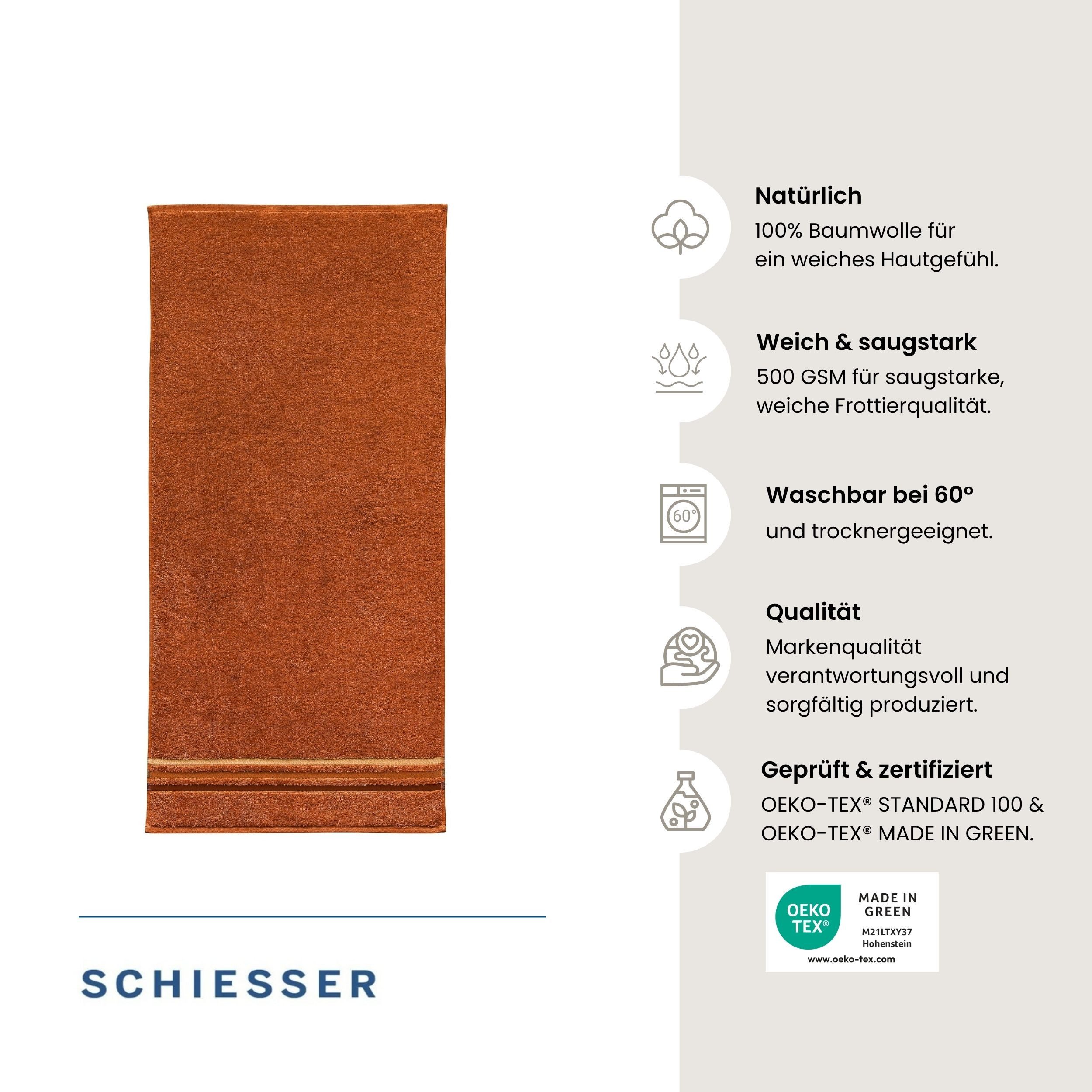 Schiesser Duschtücher Skyline Color aus 100 % Baumwolle mit eleganter Streifenbordüre, Frottier (Set, 2-St), OEKO-TEX® MADE IN GREEN – Bild 2 von 5