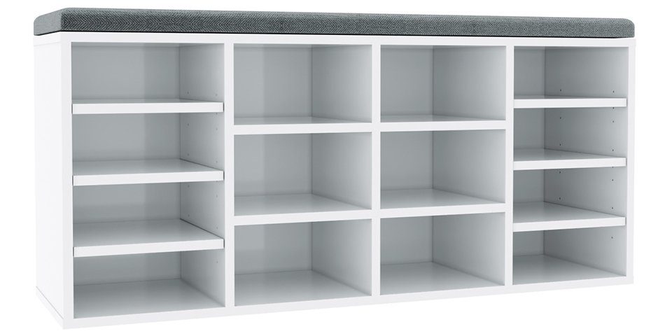 SONNI Schuhtruhe Schuhschrank mit sitzbank Weiß 103.5x30x48cm Schließfach
