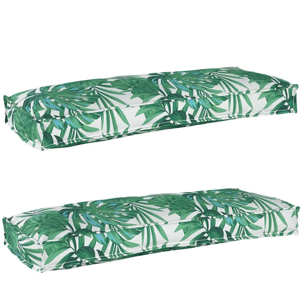 vidaXL Sitzauflage Pallet Kissen Set Floral 2 pcs Blattmuster 100 x 40 x 8 cm, (2 St)