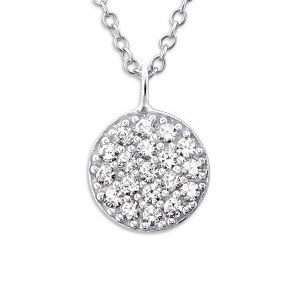 BUNGSA Ketten-Set Kette mit 19 Kristallen aus 925 Silber Damen (1-tlg), Halskette Necklace