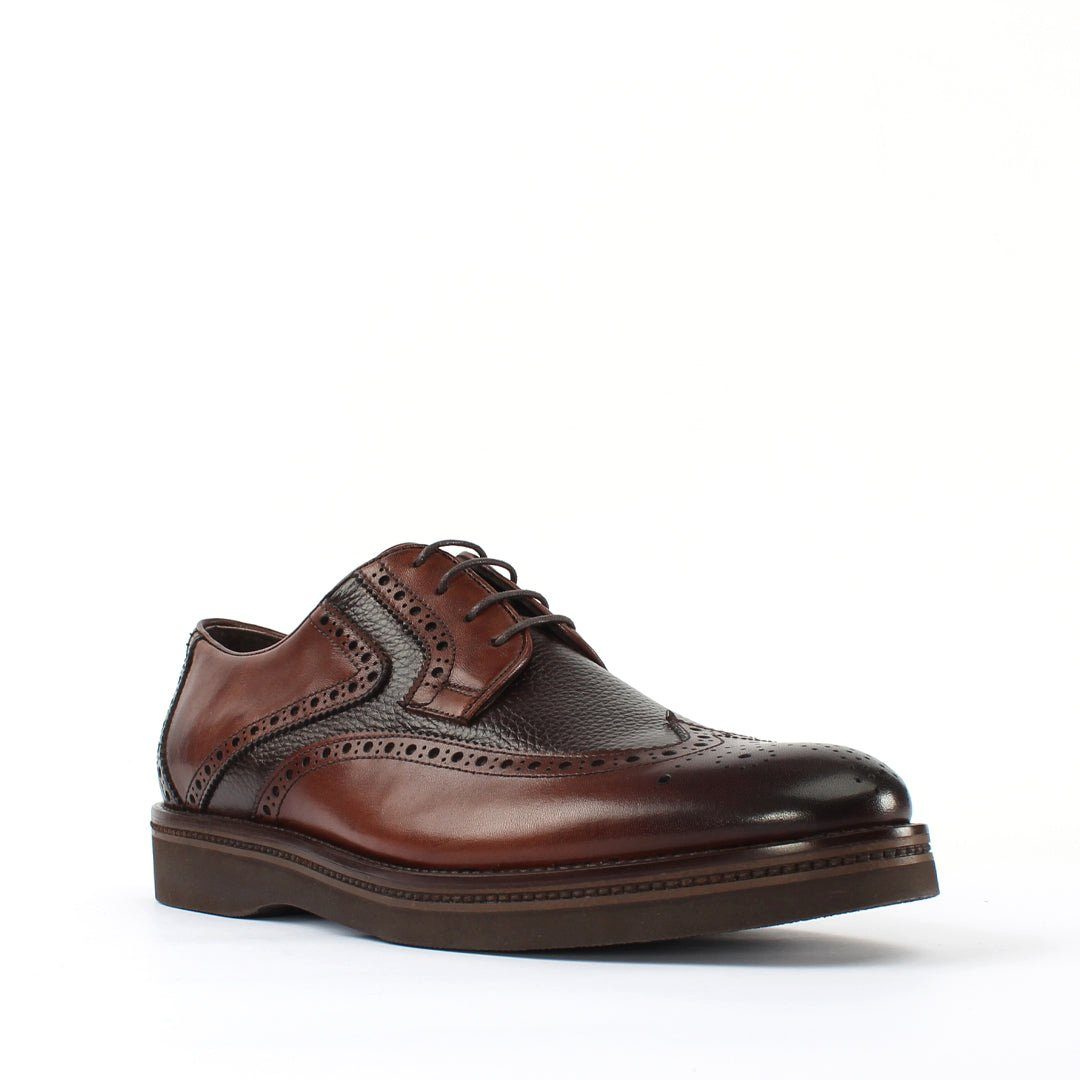 Celal Gültekin Brogue Schnürschuhe Glattleder Plateau Perforierung Business Herren Schnürschuh Glattleder, Brogue-Perforierung, Plateau-EVA-Sohle, Braun, 40