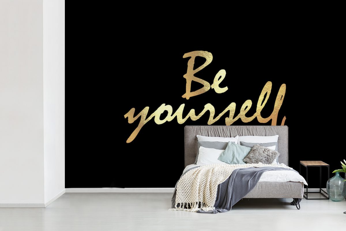 Schwarz, Zitate Vinyl Matt, - Kinderzimmer, Selbstvertrauen bedruckt, Fototapete für Wohnzimmer, - Schlafzimmer, MuchoWow Gold (6 Tapete St), Wallpaper -