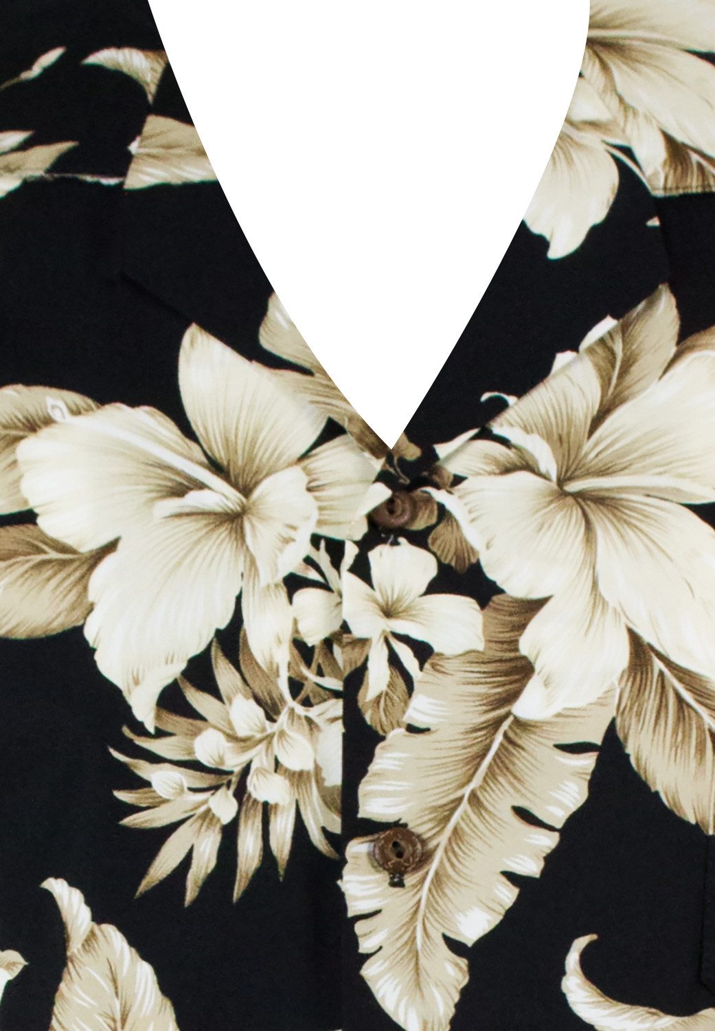 KY's Hawaiihemd "Goldbraune Blume" Herren Baumwolle Kokosknöpfe Original Hawaii
