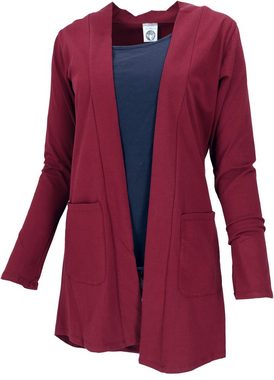 Guru-Shop Langjacke Offener Cardigan, lange Jacke - weinrot alternative Bekleidung