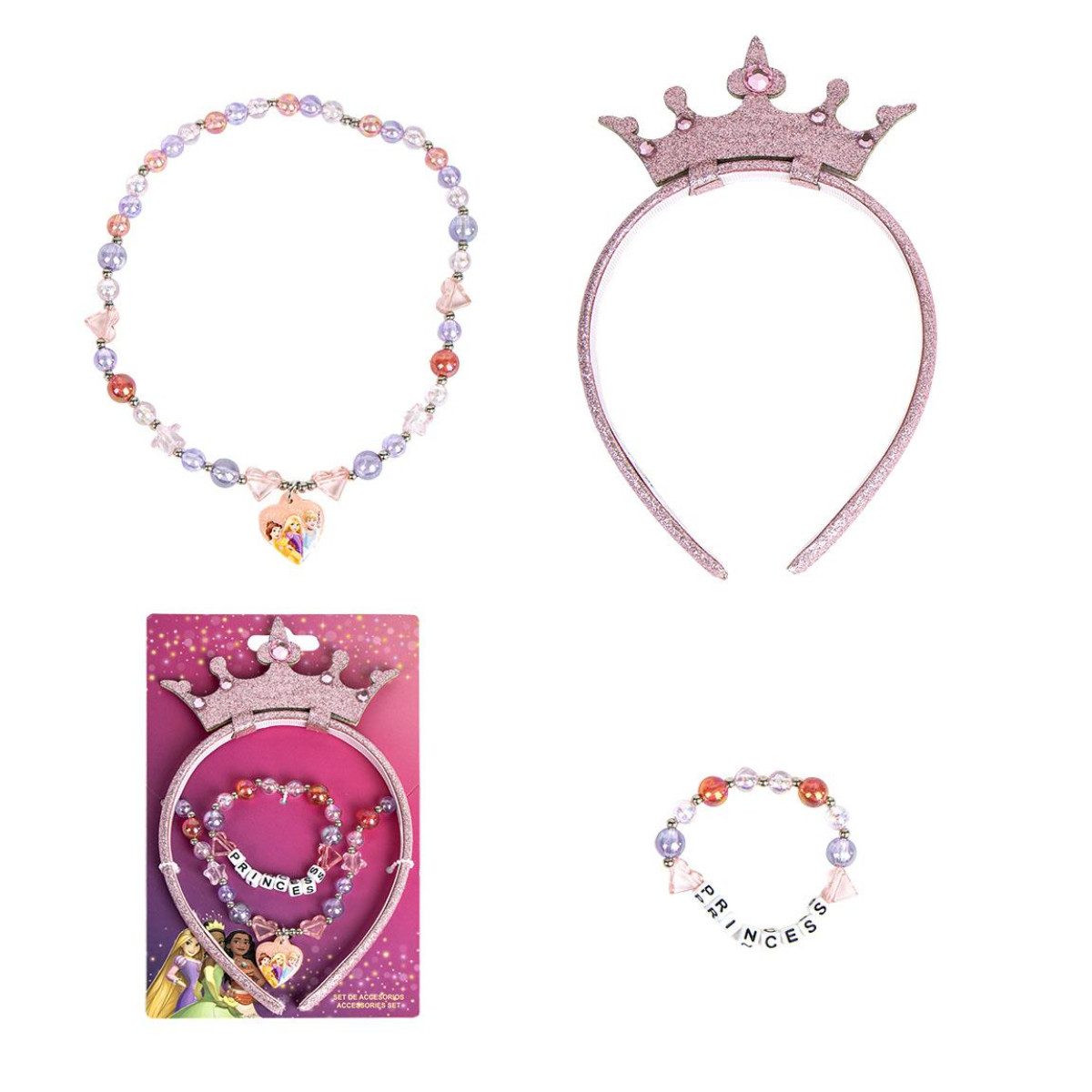 Disney Princess Schmuckset Mädchen Schmuck – Kinderarmband & Halskette Set