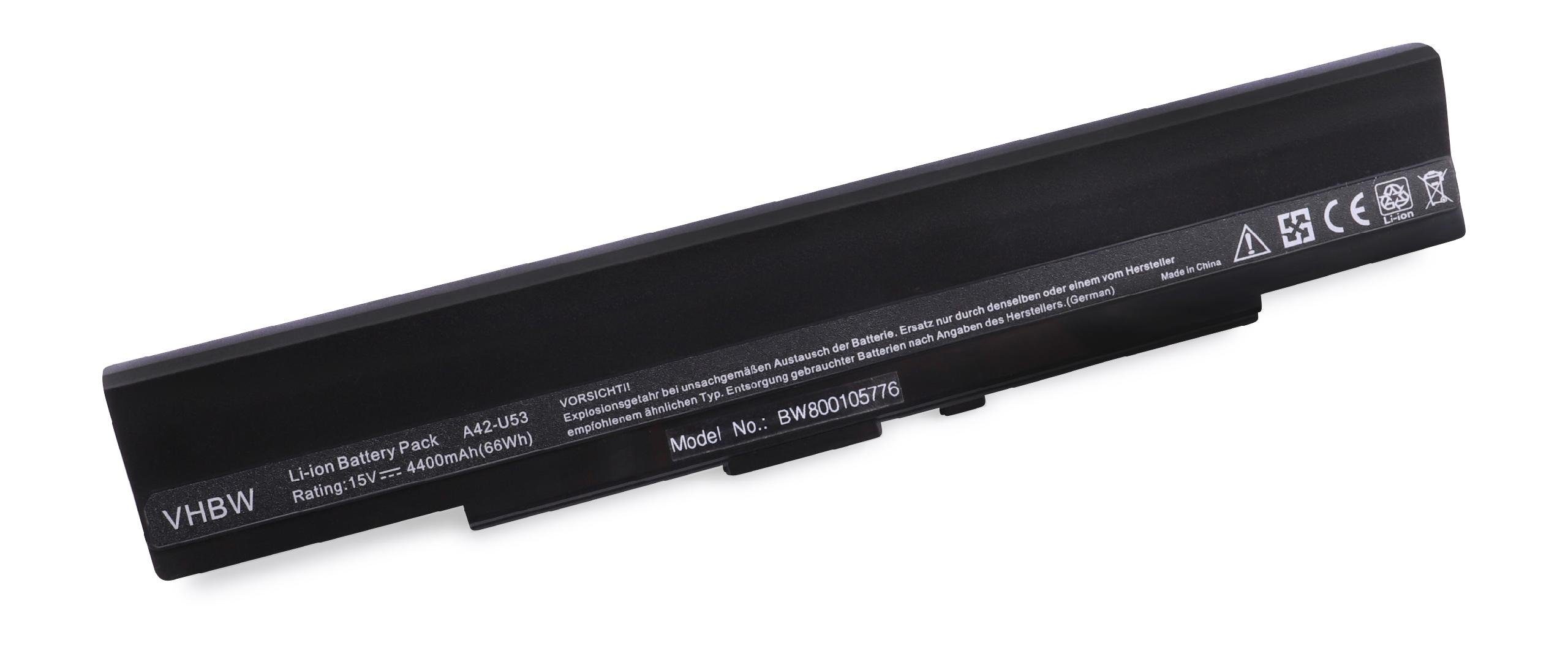 vhbw Laptop-Akku Ersatz A42-U53 15V, (4400mAh, Baugleiche / A41-U53, A31-U53, 4400 Netbook Notebook Originalteilebezeichnung mAh für für Li-Ion) A32-U53, Asus