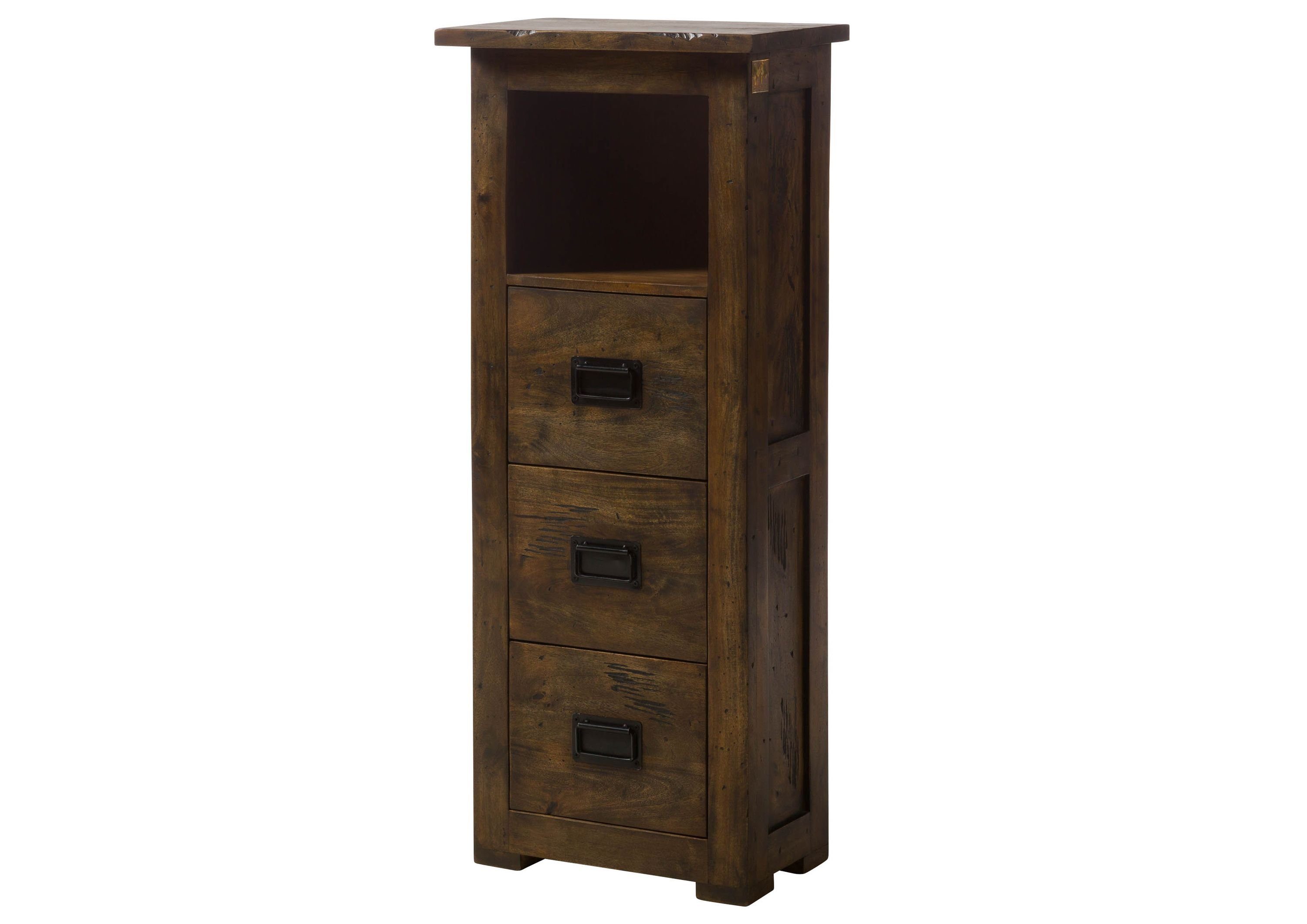 Massivmoebel24 Kommode RAILWAY (Massivholz), Kommode Mango 50x30x120 braun lackiert RAILWAY #481