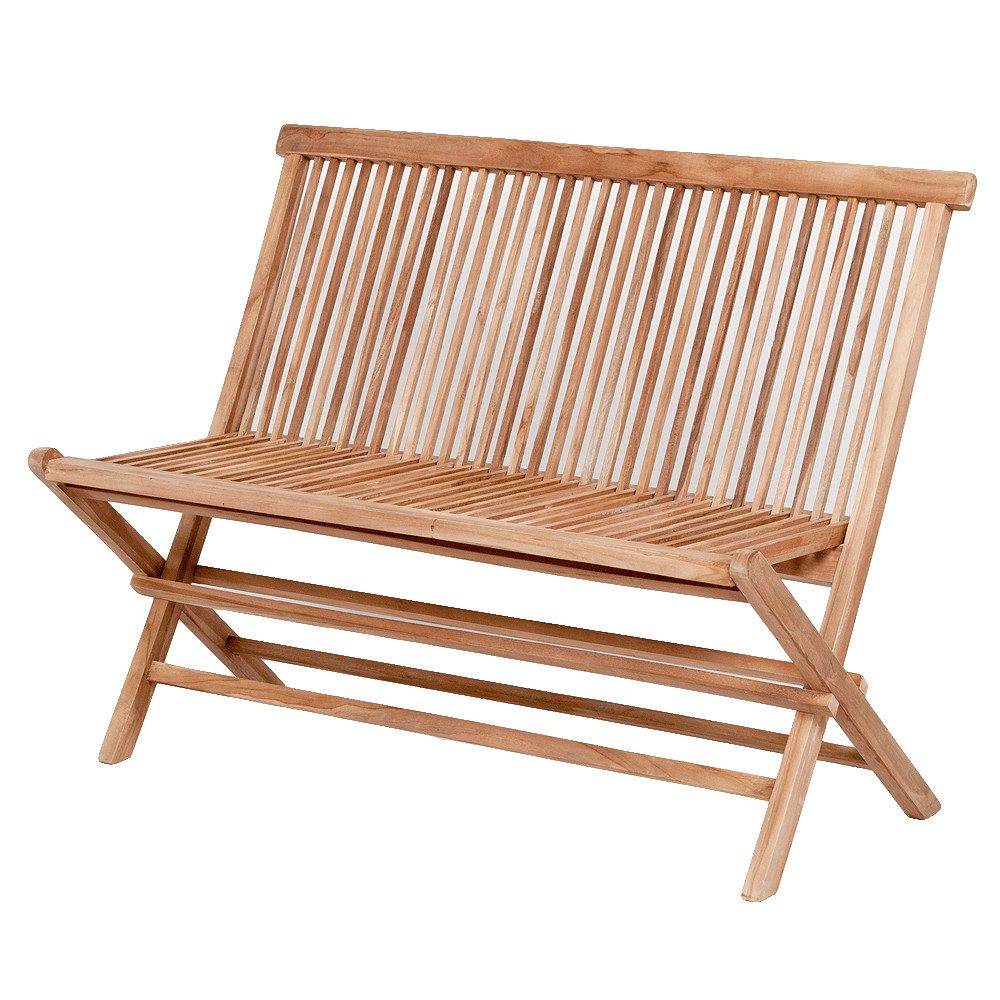 LebensWohnArt Sitzbank Teak Klappbank KURSI ca. L110cm Natural Gartenbank
