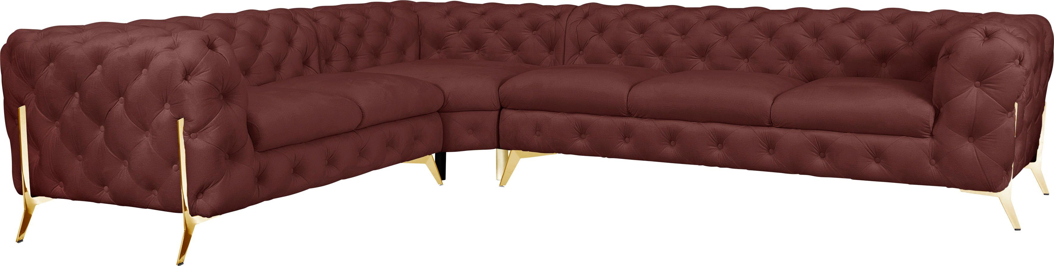 Leonique Chesterfield-Sofa Amaury L-Form, großes Ecksofa, Chesterfield-Optik, Breite 323 cm, Fußfarbe wählbar