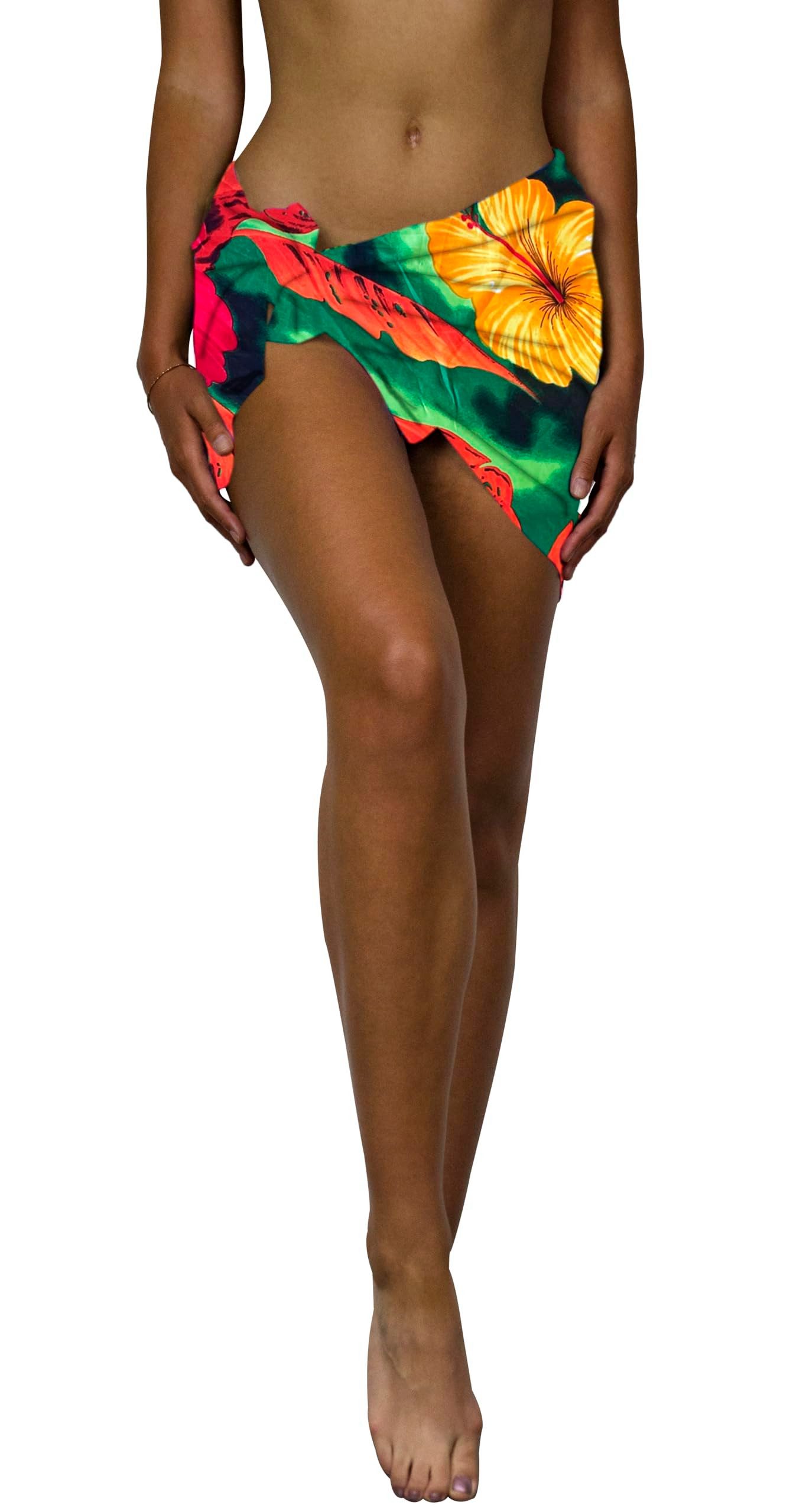 King Kameha Sarong Big Flower Funky Hawaii-Sarong Pareo Cover-Up Strand Damen Bikini, Pareo Cover-Up