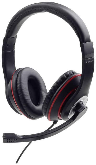 Gembird »Gembird Over Ear Headset kabelgebunden Schwarz, Rot Lautstärkeregelung, Headset« Kopfhörer