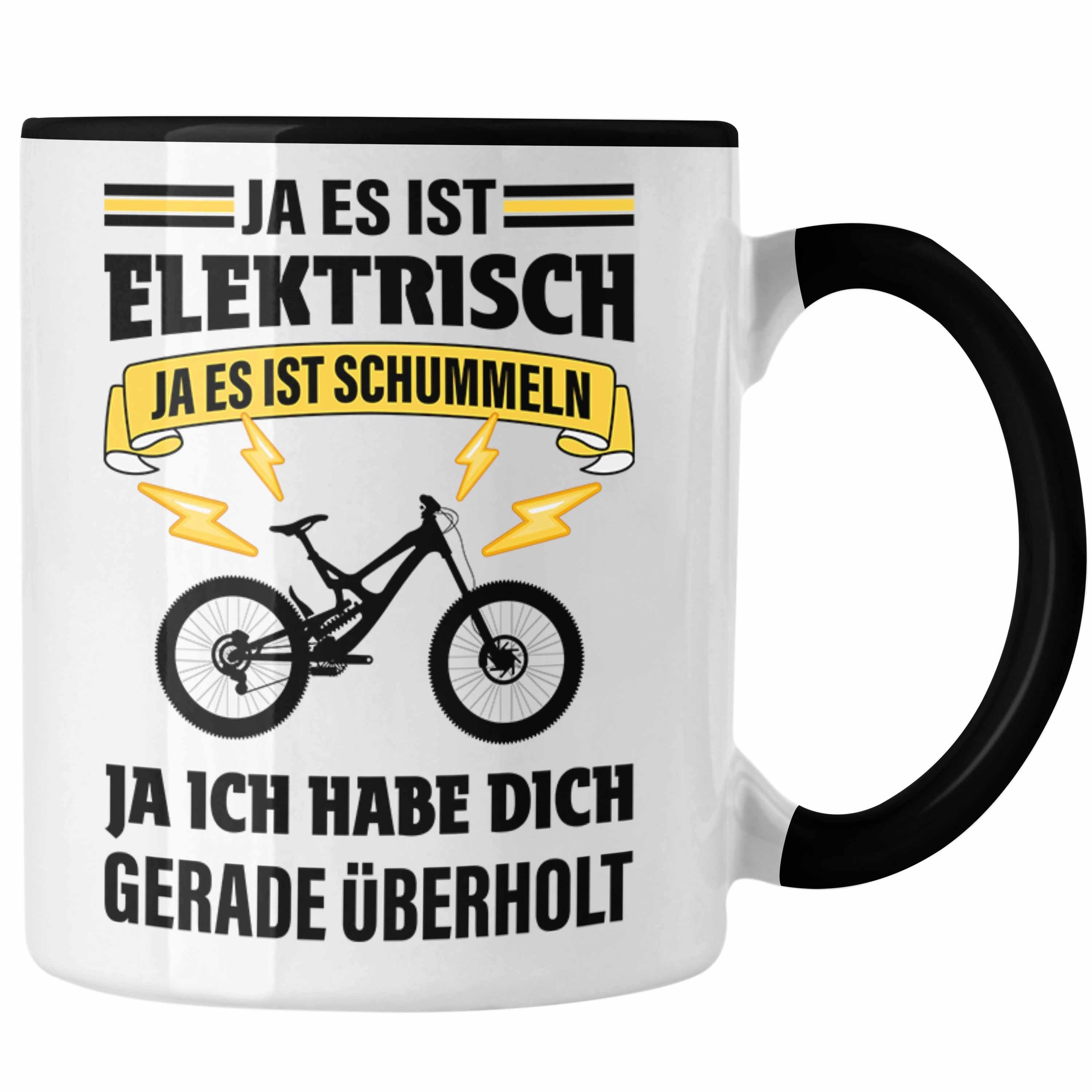 Trendation Tasse Trendation - Elektrofahrrad E-Bike Tasse mit Spruch Geschenk Ebike Lustige Geschenke Kaffeetasse Schwarz